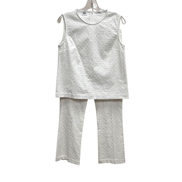 QL2 Quelledue White Eyelet Carissa Blouse & Monet Pant Set Size 40 US S - Picture 1 of 12
